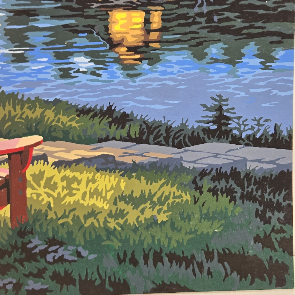 Adirondack Evening Paint By‎ Number Finished Acrylic Painting 20x14 No Border - Picture 8 of 17